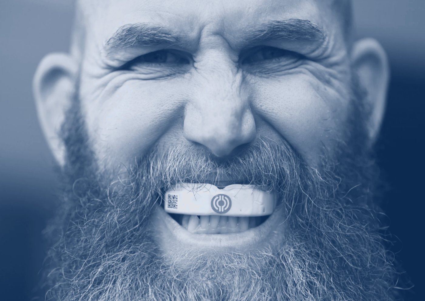 Close-up of a player wearing a Prevent mouthguard