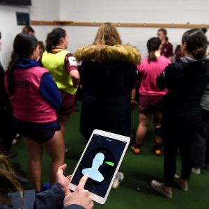 DUNEDIN, NEW ZEALAND - MAY 29: Prevent Biometrics software is viewed during the Women's Rugby Day Head Impact Study Programme at Forsyth Barr Stadium on May 29, 2021 in Dunedin, New Zealand. (Photo by Joe Allison/World Rugby via Getty Images)