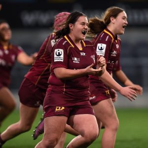 DUNEDIN, NEW ZEALAND - MAY 29: Alhambra Union players celebrate their win over Big River during the Women's Rugby Day Head Impact Study Programme at Forsyth Barr Stadium on May 29, 2021 in Dunedin, New Zealand. (Photo by Joe Allison/World Rugby via Getty Images)