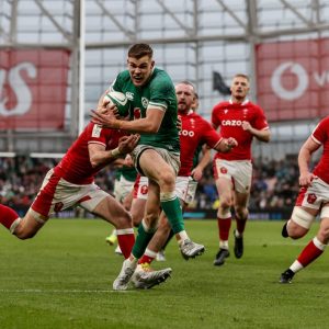 2022 Guinness Six Nations Championship Round 1, Aviva Stadium, Dublin 5/2/2022Ireland vs WalesIreland's Garry Ringrose scores their fourth tryMandatory Credit ©INPHO/Dan Sheridan